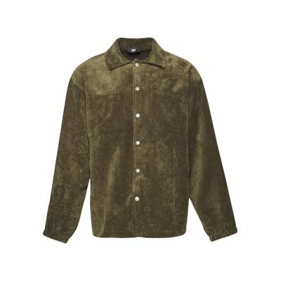 Langarmhemd DEF "DEF Herren DEF Cord Shirt", Herren, Gr. XXL, US-Größen, grün (olive), 84% Polyester, 16% Polyamid, unifarben, normal, Hemden