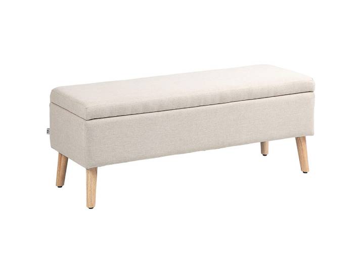 Homcom Truhenbank scandinavia Polyester Holz Beige, Kunststoff, 39x45x110 cm, Esszimmer, Bänke, Sitzbänke
