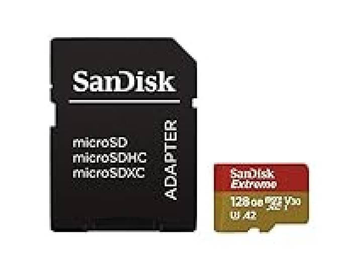 SanDisk Extreme 128GB microSDXC Memory Card for Action Cameras & Drones with A2 App Performance up to 160MB/s, Class 10, U3, V30