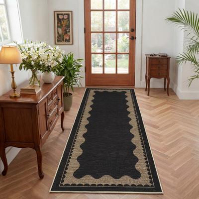 Garvee Easy Jute Indoor Outdoor Scalloped Area Rugs