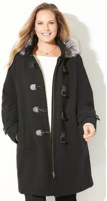 Plus Size Women's Wool Blend Toggle Peacoat by Catherines in Black (Size 0X)