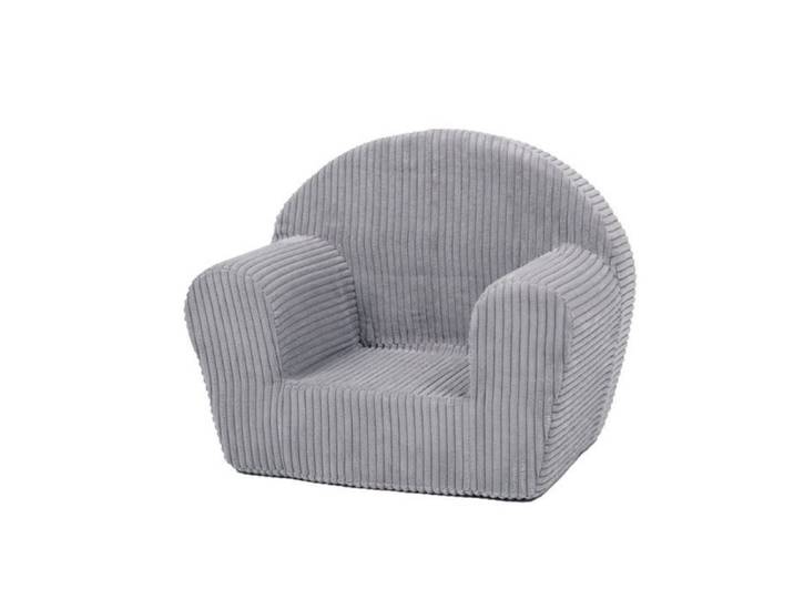 Fauteuil piqué enfant gris velours côtelé