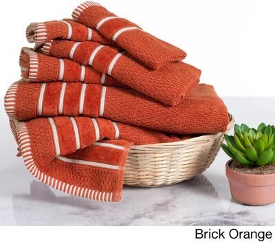 6-Piece Towel Set - Combed Cotton Rice Weave Bathroom Accessories by Windsor Home