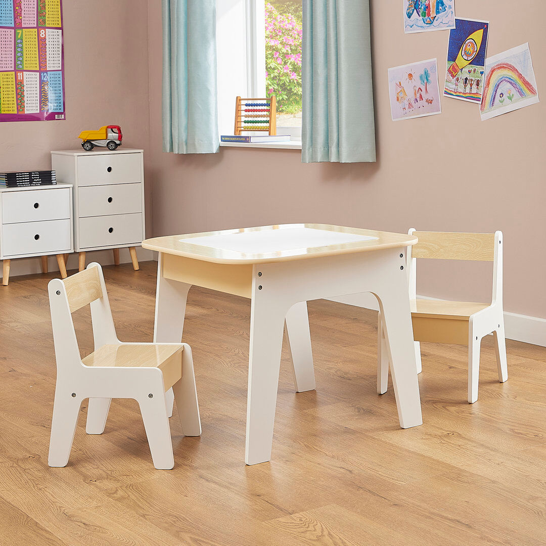 Liberty House Toys Kids 3-in-1 Storage Table and Two Chairs Set