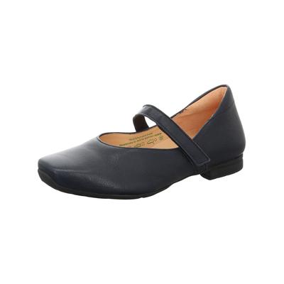 Riemchenballerina THINK "Think Ballerinas Leder", Damen, Gr. 38,5, Leder, blau (navy), Schuhe Riemchenballerina