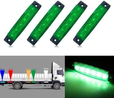 Inspired Deals LED Side Marker Trailer Lights 4 Pack 6 SMD Waterproof Clearance Lamps For Trucks & Trailers green