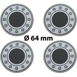 4 x Ø 64 mm Polymere Aufkleber / Schrauben-Optik / Nabenkappen, Felgendeckel