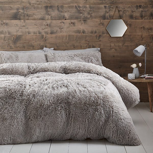 Catherine Lansfield Cuddly Super King Duvet Set Silver