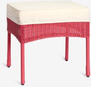 Roma All-Weather Resin Wicker Ottoman with Cushion by BrylaneHome in Coral Wicker Ottoman w/ free cushion