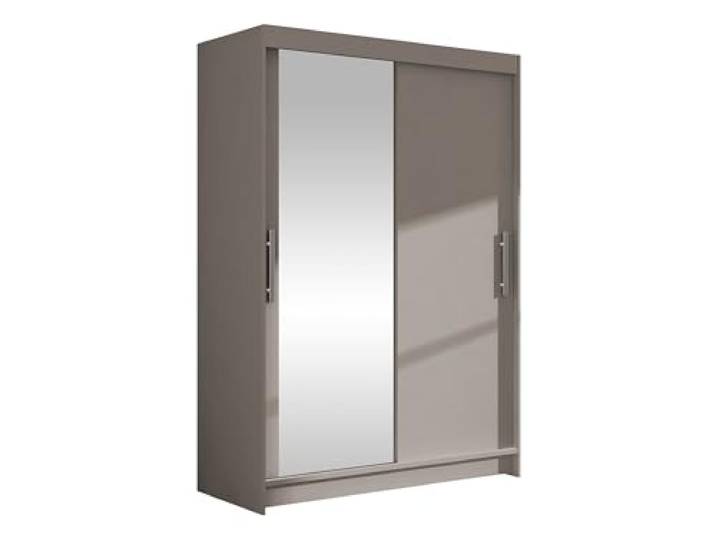 Mirjan24 Kleiderschrank Miami VI mit Spiegel, Modernes Schiebetürenschrank, Schlafzimmerschrank, Garderobenschrank für Schlafzimmer (Cashmere)