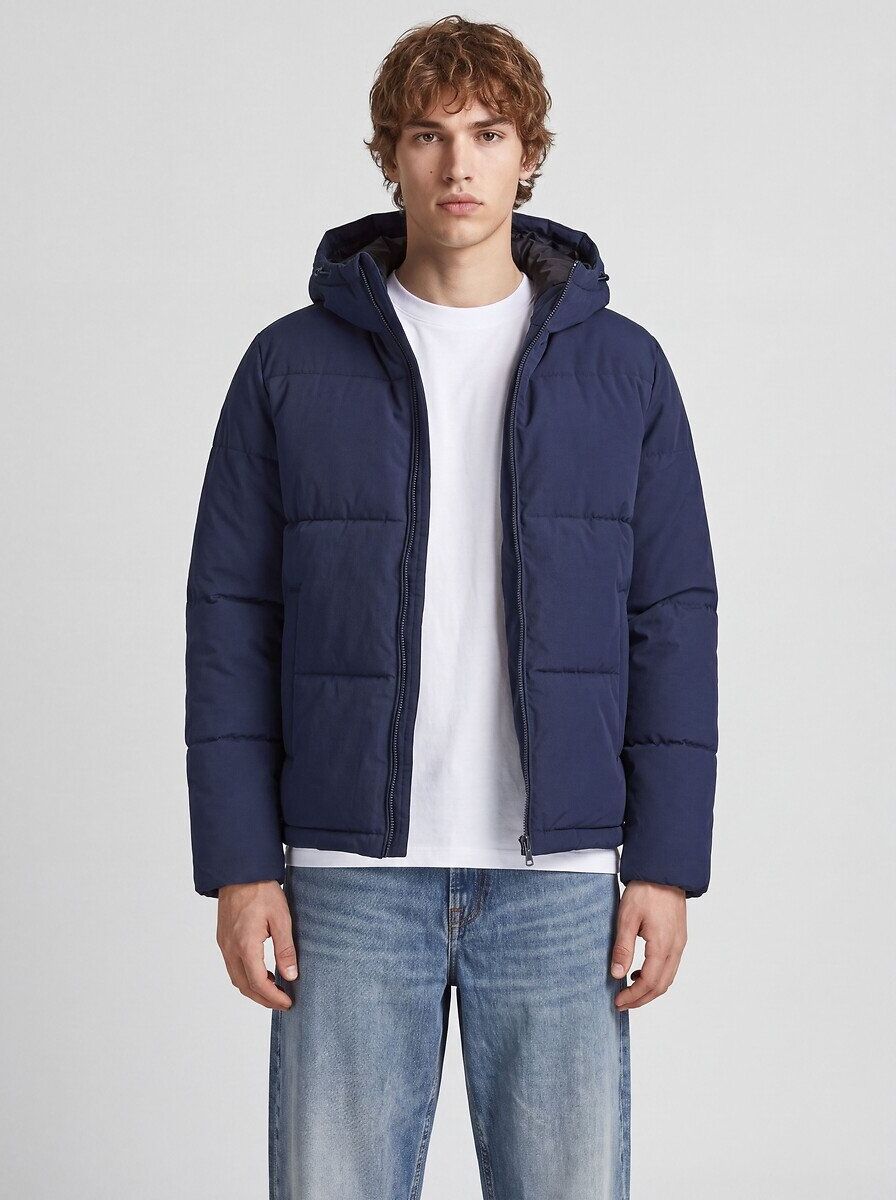 JACK & JONES Doudoune courte capuche fixe col montant, plein hiver