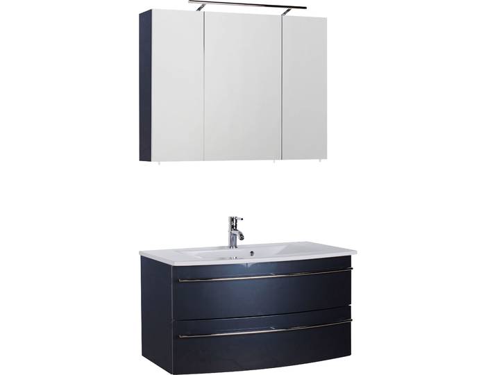 Badmöbel-Set SAPHIR 3040 , grau (anthrazit glanz, anthrazit glanz), B:90cm, Kastenmöbel-Sets, Badmöbel-Set, Breite 90 cm
