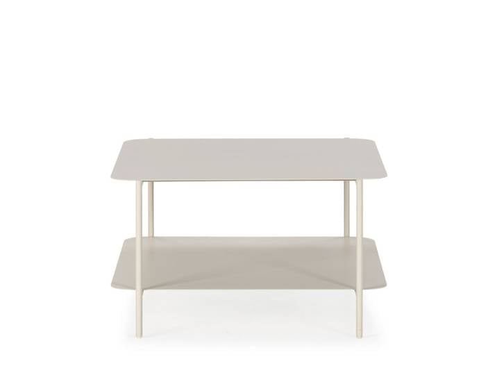 Table basse en métal à double plateau - beige