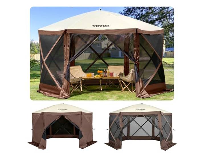 VEVOR Tonnelle Pop-up\,Tente à moustiquaire escamotable polygone enêtres en Maille\, Sac de Transport