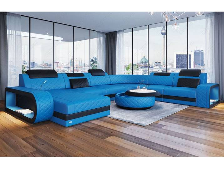 XXL Wohnlandschaft Berlin U-Form in Leder
