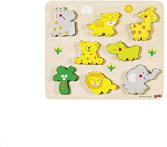 Puzzles en bois encastrable animaux sauvages 8 pièces - Goki