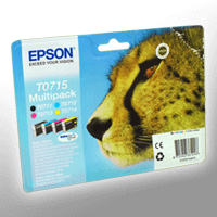 4 Epson Tinten C13T071540 Multipack KCMY T0715