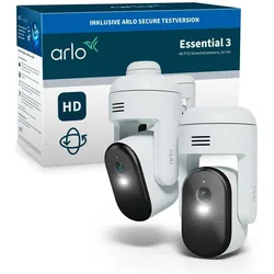 Arlo Essential 3 PTZ 2er Set (1920 x 1080 Pixels), Netzwerkkamera, Weiss
