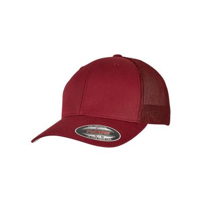 Flex Cap FLEXFIT "Flexfit Unisex Flexfit Mesh Trucker", Gr. S/M, rot (cranberry), 60% Baumwolle, 40% Polyester, unifarben, Caps