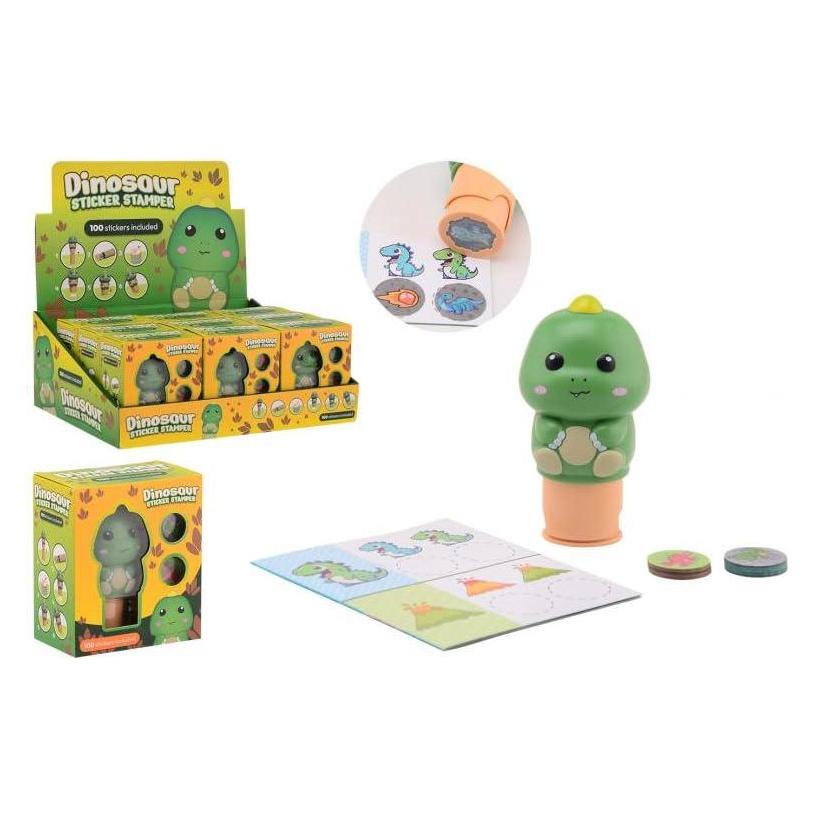 Johntoy Dinosaurier-Sticker-Stempel, 100 Sticker, im Display (24579)