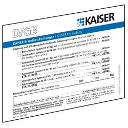 KAISER 9473-92 Brandschutz Schott-Kennzeichnungsschild, Sprachen D/GB/FR/NL, für alle KAISER-Schottungen 947392  - 10 Stück
