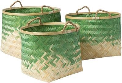 Livabliss Ovidio Grass Green Natural Fiber Modern Decorative Basket (Set of 3)