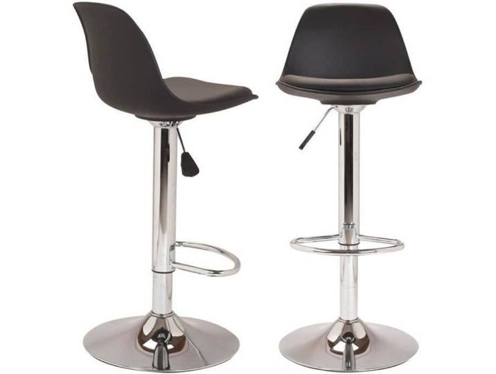 Lot de 2 Tabourets de Bar Design - Noir - Comptoir Cuisine - Chaise de bar Noir