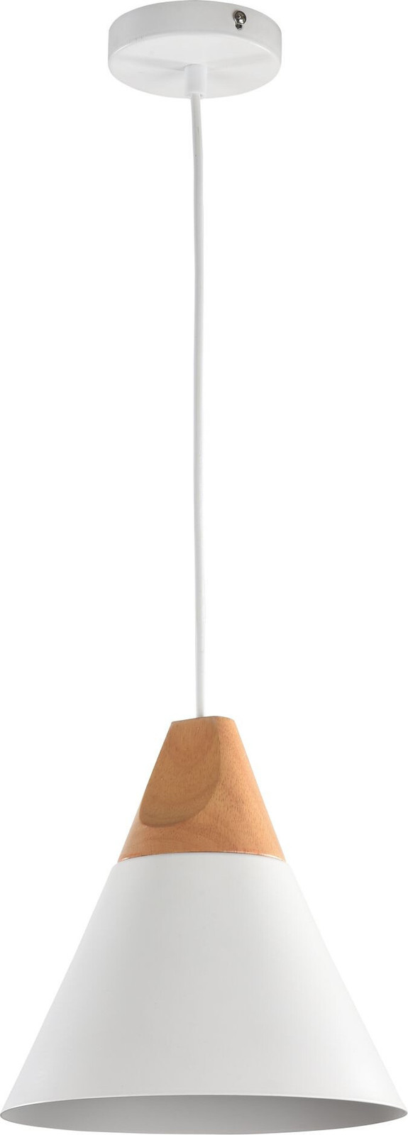Maytoni BICONES hanglamp, wit en hout, E27, dimbaar, maximaal 60W