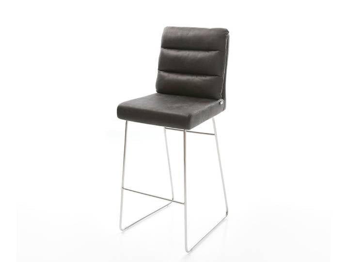 Chaise de bar Pela Flex vintage anthracite cadre patin acier inoxydable