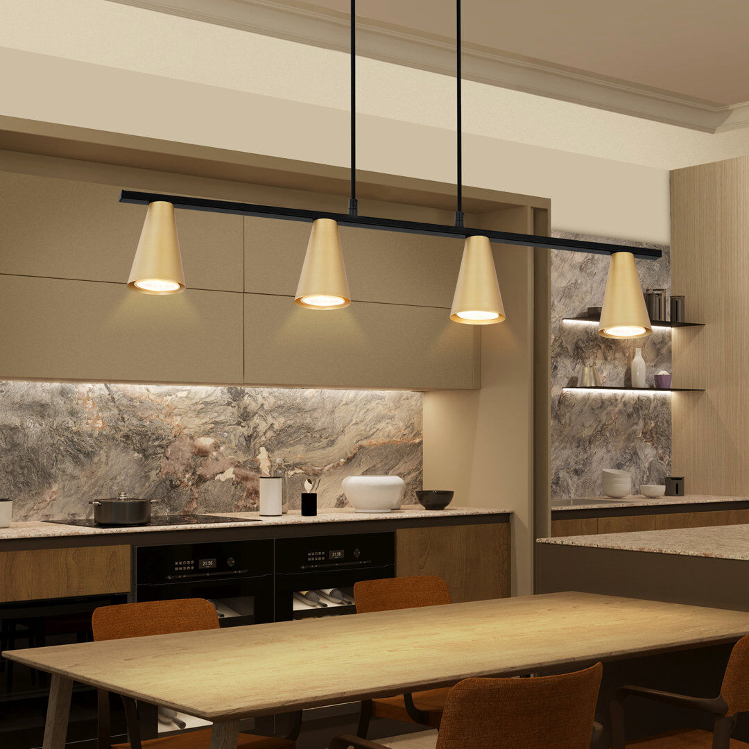 Metro Darryel 4 - Light Kitchen Island Pendant Gold colours 161cm H X 70cm W X 7cm D