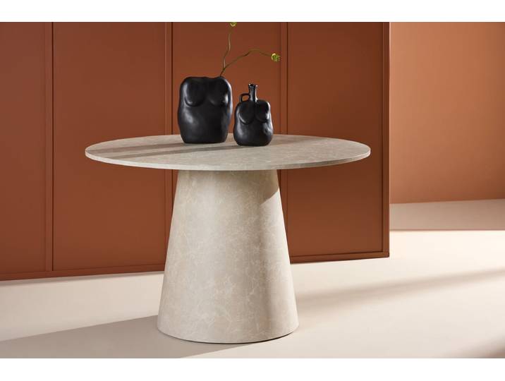 Esstisch Yarra - ein runder Esstisch im skandinavischen Stil - Beige - Luxusbetten24