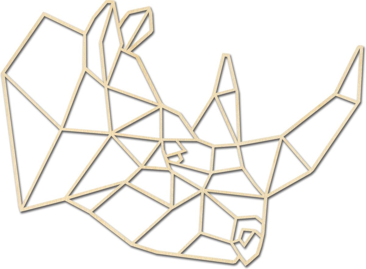 Geometrische Neushoorn Hout-Kado Wanddecoratie voor Volwassenen