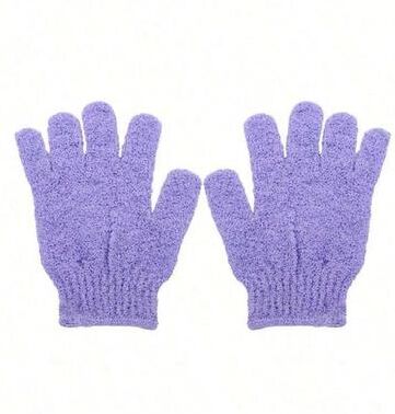 Shop Station Reversible Exfoliating Shower Gloves For Deep Cleansing & Smooth Skin purple