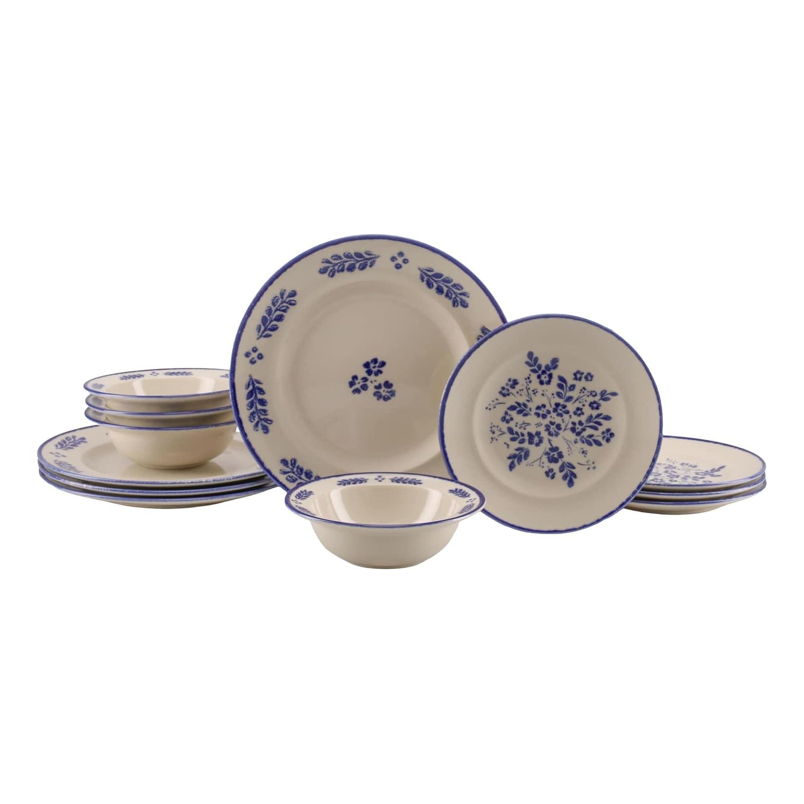 CreaTable - 25391, Rondo Cottage Blue - Tellerset 12-tlg
