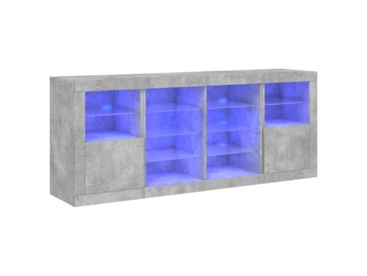 Buffet avec lumières LED gris béton 163x37x67 cm