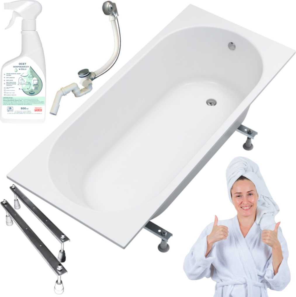 Aqua For You | Badewanne - Kronos Ovale Badewanne - 170 x 70 cm - Antibac - Einfach Zu Reinigen - Slim-design - Einbau-badewanne