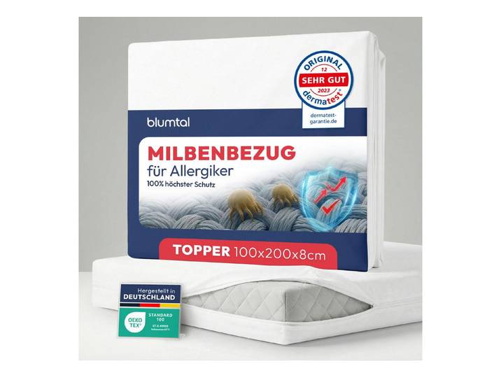 Encasing Premium Milbenbezug Matratze - DERMATEST geprüfte Evolon-Qualität Blumtal, milbendicht - Anti-Milben Matratzenbezug