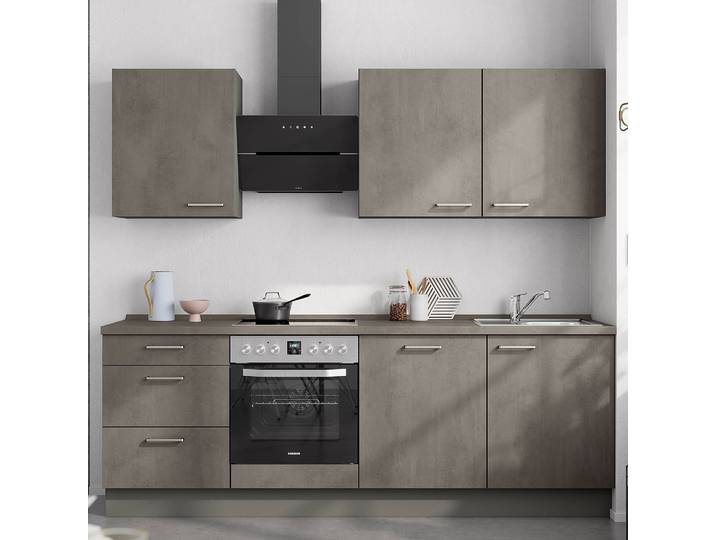 Küchenzeile High-Line Riva Kombi C 240cm Ausrichtung links Grau/Schiefergrau AEG