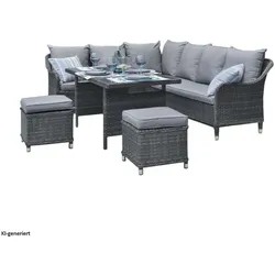 HTI-Living, Gartenlounge, Outdoor Möbel Ecksofa mit Tisch und Hocker