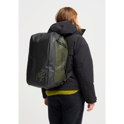 Sporttasche JACK WOLFSKIN "TECTON DUFFLE 35", Gr. onesize, grün (richolive), Polyester, Taschen Sporttasche, Reisetasche 35 Liter, wasserabweisend, als Rucksack tragbar