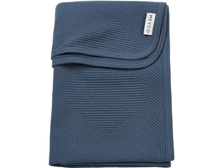 Meyco Baby Jacquard Ledikant Deken - Indigo - 100x150cm - 0.5 TOG
