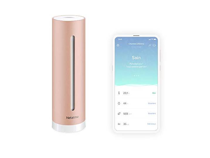 Netatmo Capteur de qualité de l'air intérieur Connecté\, Température\, Humidité\, Bruit\, CO2\, Rose