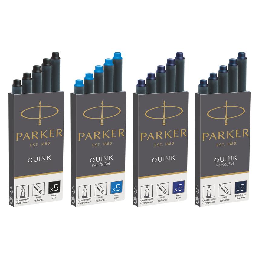 Parker Pen Quink - Tintenpatrone - permanent - Blauschwarz - Packung mit 5 - für IM Jotter Sonnet Urban (5x) (S0116250)