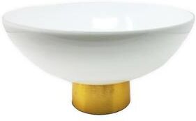 Classic Touch White Glass Bowl on Gold Base