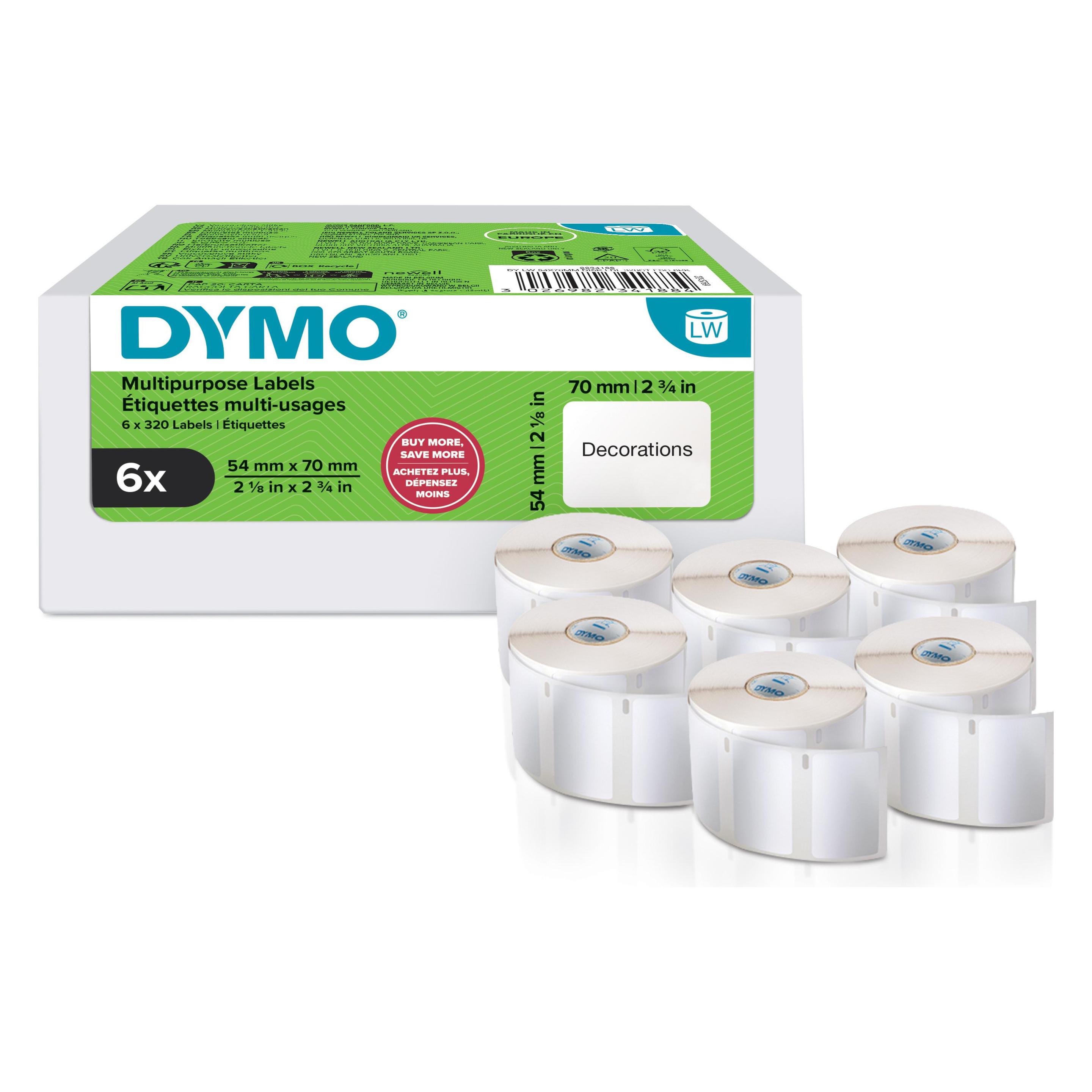 Dymo Etiketten Mehrzweck weiss perm. 6 Rollen à 320 Etiketten,perm.haft. (2234188)