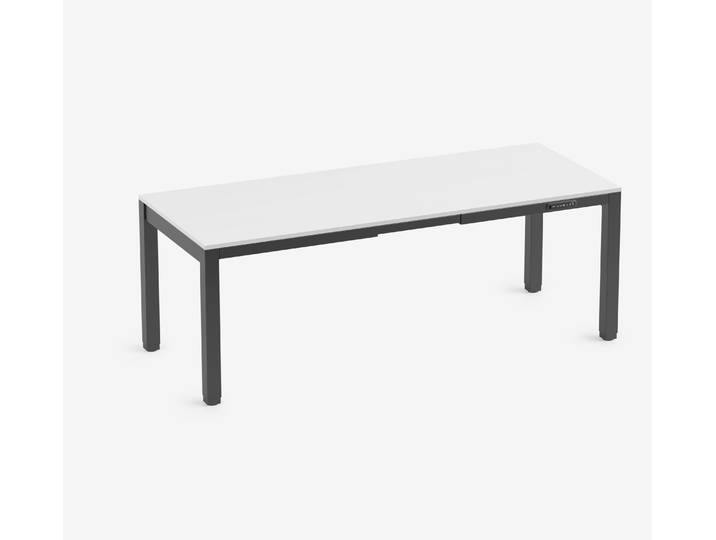 PRIMUS 4-Bein Schreibtisch Schwarz Topweiß 2000 x 800 x 25 mm