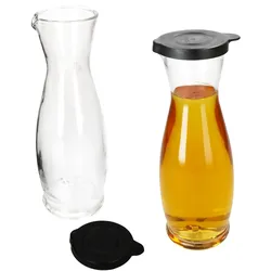2x MIA MISURA Wein-Karaffe mit Deckel schwarz 1L geeicht Glas-Krug Saft Wasser
