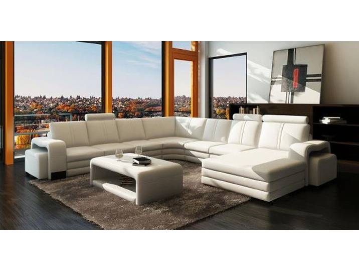 JVmoebel Wohnlandschaft Ecksofa FRANCO aus braunem Kunstleder mit USB-Anschluss, Made in Europa
