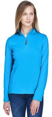 Devon & Jones DG479W Women's DRYTEC20 Performance Quarter-Zip Pullover T-Shirt in Ocean Blue/Navy Blue/Ocean Blue size Small   Cotton