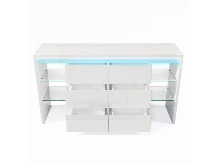 Commode en panneau de particules blanc brillant avec led